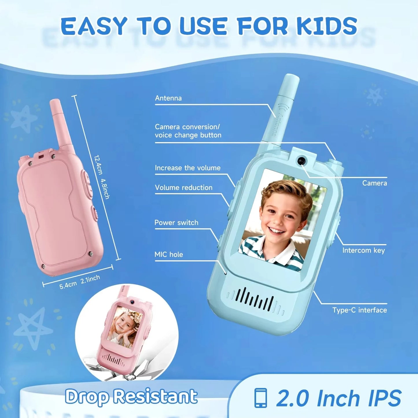 Dual Screen Kids Video Calling Walkie Talkies