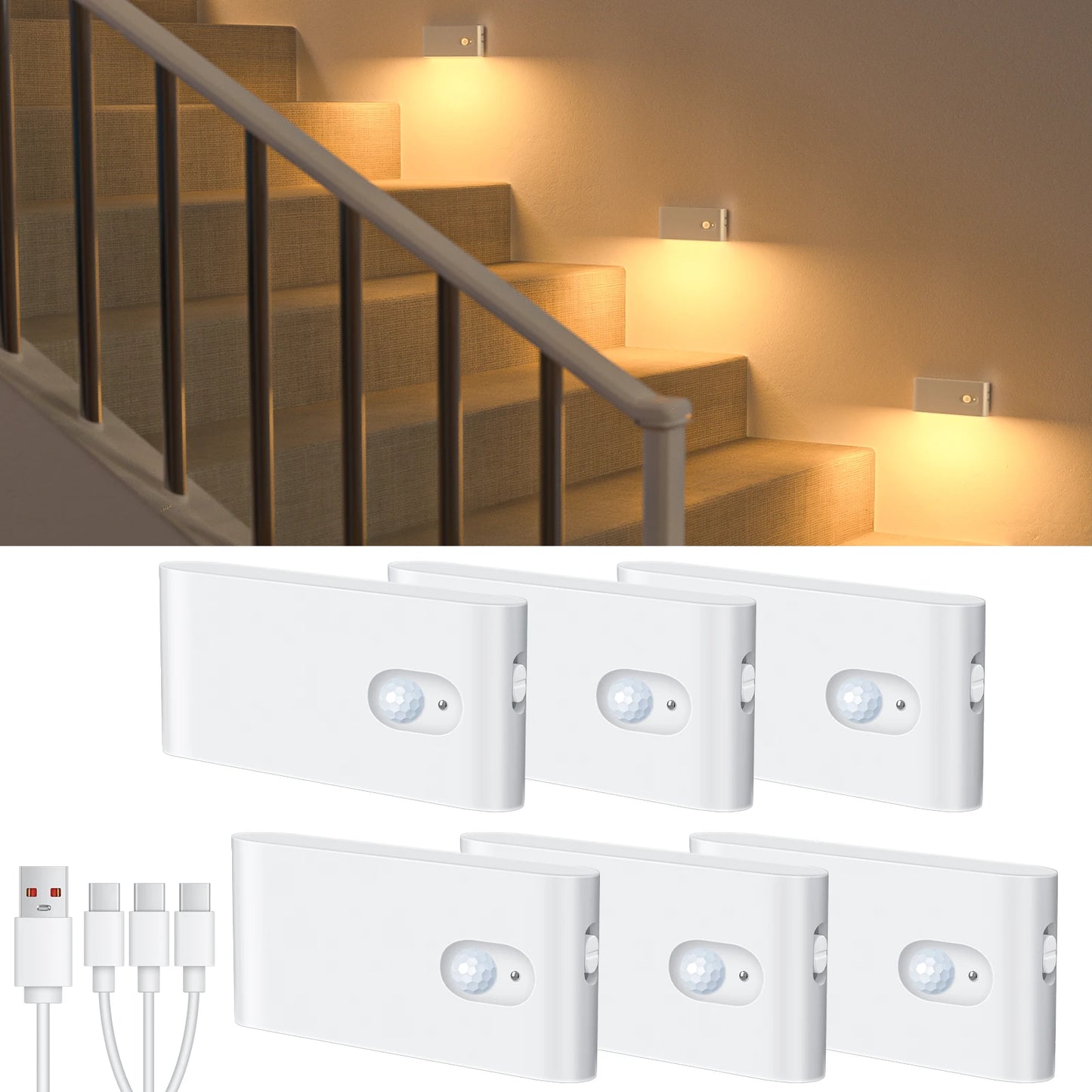 Rechargeable Stairway Motion Sensor Night Light