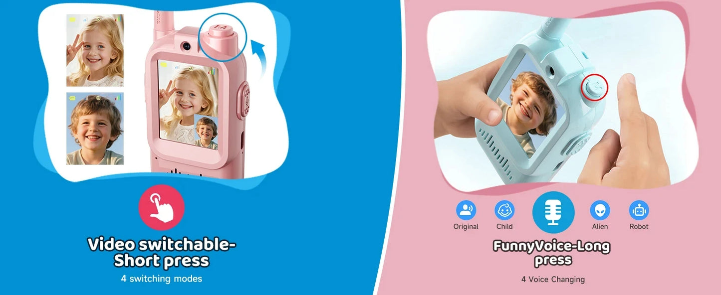 Dual Screen Kids Video Calling Walkie Talkies